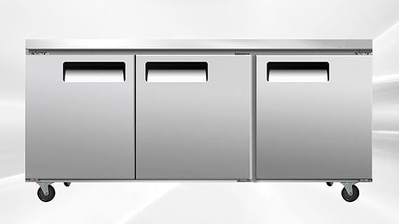 Commercial Undercounter Refrigerator, 72.4x30.1 inches, 3 Solid Doors, 20.27 cu.ft, Digital Control, Stainless Steel AUR-18476
