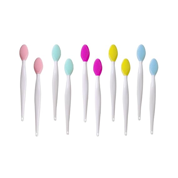 10 PCS Lips Scrub Brush,Double-Sided Silicone Exfoliating Lip Brush