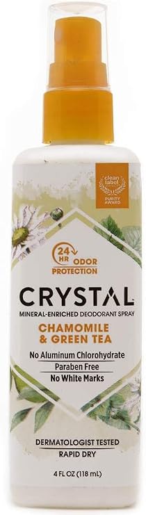 Crystal Essence Mineral Deodorant Spray, Chamomile & Green Tea 4 oz
