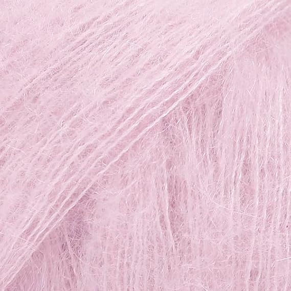 Mohair and Silk Yarn Drops Kid-Silk, 0 or Lace, 2 Ply, 0.9 oz 230 Yards per Ball (03 Light Pink)