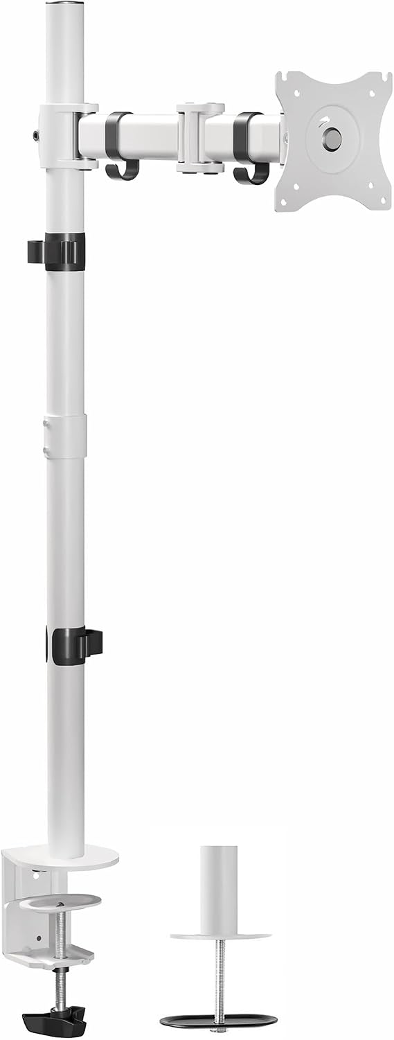 VIVO White Single Monitor Desk Mount, Up to 38 in Ultrawides, STAND-V001TW