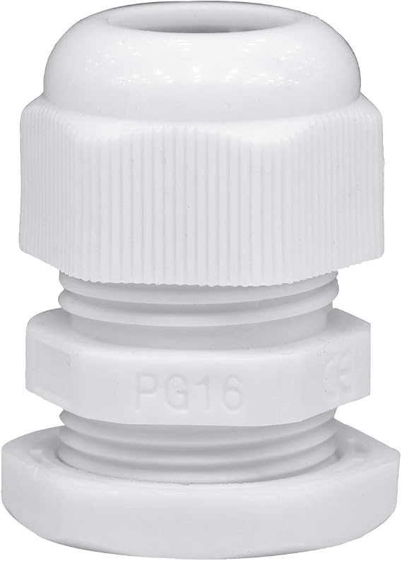 Lantee PG 16 Cable Gland - 20 Pieces White Plastic Nylon Waterproof Wire Glands Connector Fitting