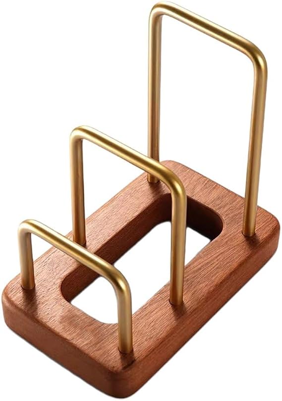 Chopping Board Rack with Wood Base Multi Layer Lid Holder Baking Pan Storage Organiser Cabinet Accessory for Home Kitchen
