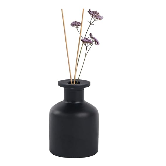 1PCS 150ml/5oz Empty Refillable Glass Diffuser Bottle Diffuser Jars Aromatherapy Storage Container Fragrance Accessories Use for DIY Replacement Reed Diffuser Sticks Crafts Decor (Black)