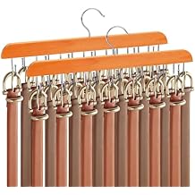 Belt Hanger for Closet, 360 Rotating Tie & Belt Rack for Storage with 14 Hooks,Versatile Hanger Rack with Hooks(2Natural)