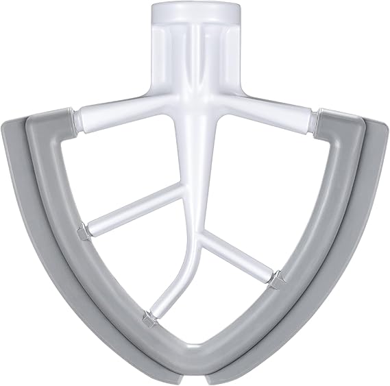 Flex Edge Beater for KitchenAid 4.5/5 Quart Tilt-Head Stand Mixer, Mixer Paddle Attachment for KitchenAid with Both-Sides Silicone Edge Bowl Scraper, Mixer Attachments for KitchenAid, White