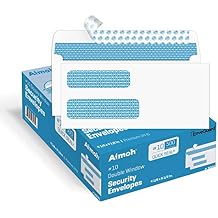 Aimoh 500 Count #10 Double Window Self Seal Security Envelopes - for Invoices, Statements & Business Mailings, Security Tinted - EnveGuard, Size 4-1/8 x 9-1/2 -White -24 LB(30001)