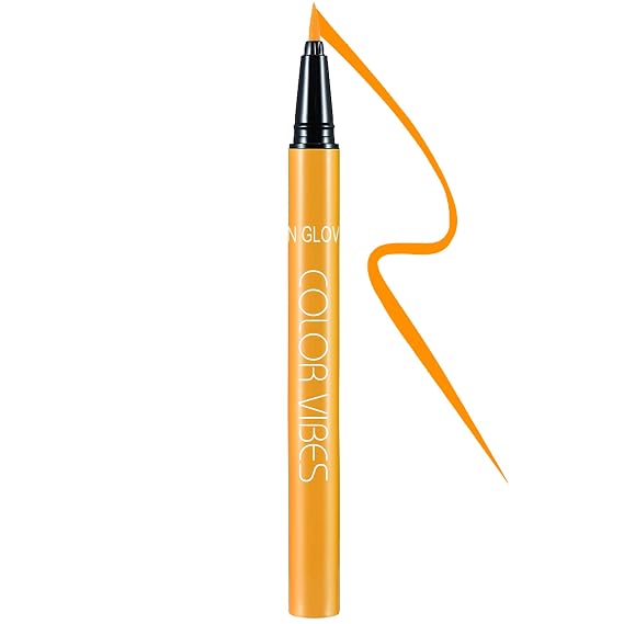 UV Neon Liquid Eyeliner, Matte Colored Eyeliner Pen, Waterproof Smudge-proof Pigmented Eye Liner, Glow Brightly Under UV Lights, Colorful Eye Makeup For Halloween Christmas Rave, Neon Orange