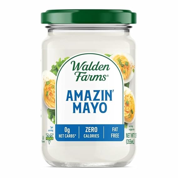 Walden Farms Amazin Mayo Zero Calorie, Sugar Free, Keto & Fat Free Vegan Mayonnaise Alternative for Sandwiches, Salads & Spreads 15 oz Jar