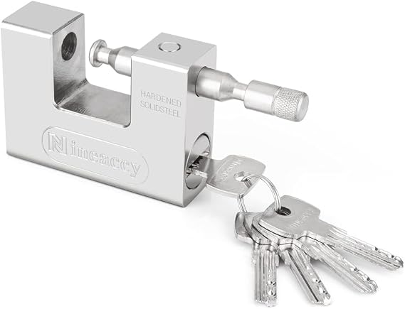 WDFAACK 5 Keys Super Silver Heavy Duty Padlock Lock for Garage Warehouse Shipping Container