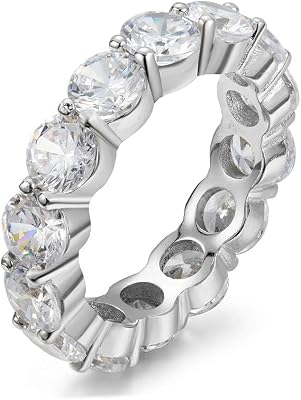 5.00mm 925 Sterling Silver Cubic Zirconia Fashion Ring - Eternity, Engagement, Wedding Band