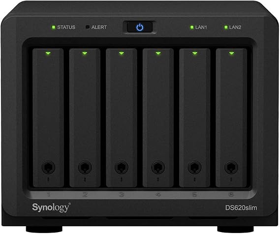 Synology DiskStation DS620slim iSCSI NAS Server with Intel Celeron Up to 2.5GHz CPU, 6GB Memory, 8TB (4 x 2TB) SSD Storage, DSM Operating System