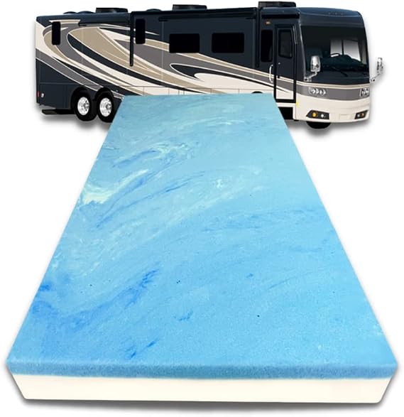 FoamRush 4" x 30" x 68" Gel Memory Foam RV Mattress Replacement, Medium Firm, Comfort, Pressure Relief Support, Made in USA, Travel Camper Trailer Truck, Cover Not Included