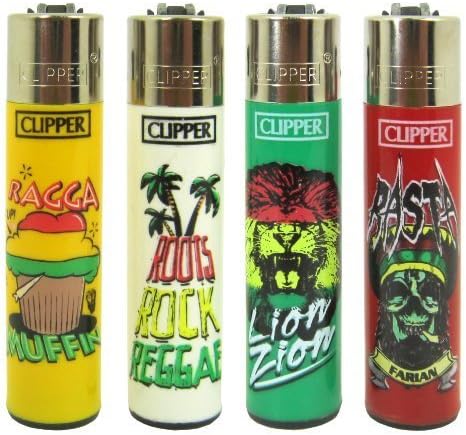 Bundle - 4 Items - Clipper Lighter Reggae "Rasta" Collection by Clipper