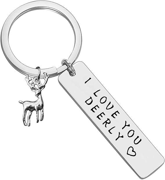 Baixian Valentines Present Couple Keychain Gifts for Boyfriend Girlfriend I Love You Deerly keyring Antlers Deer Lover Gift Deer Jewelry Christmas Birthday Graduation Gifts for Women Men