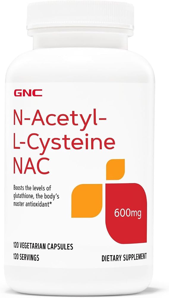 GNC N-Acetyl-L-Cysteine NAC 600mg, 120 Vegetarian Capsules, 120 Servings | Boosts Glutathione, the Body's Master Antioxidant, Gluten-Free with No Soy, Milk, or Artificial Colors or Flavor