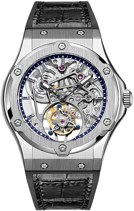 Haofa Skeleton Tourbillon Mechanical Mens Watch Luxury Hollow Dial Manual Tourbillon Watch Sapphire Waterproof Casual Business Hand-Winding Watch for Men 1917