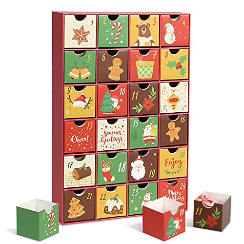 LEMESO Advent Calendar 2025 for Kids Adults Teens, Christmas Decorations with 24 Drawers - 24 Days of Christmas Countdown Boxes to Fill, Gifts for Girls Boys Kids Teens Toddlers