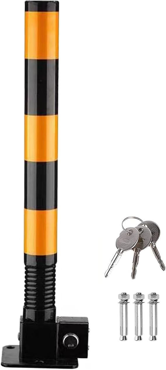 Barrier Belt, Car Parking Space Lock Bollard Lifting Foldable Security Post Automatic Locking Flexible Spring Collision Avoidance Parking Bollard with Keys