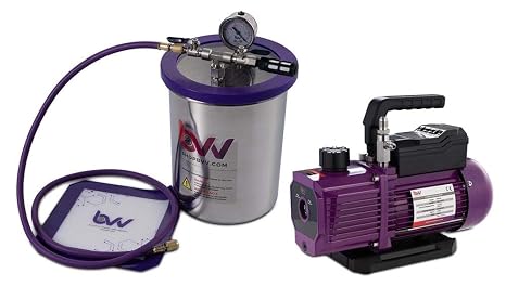 BVV 1.5 Gallon Tall Stainless Steel Vacuum Chamber and Pump Kit-4CFM Two Stage Pump
