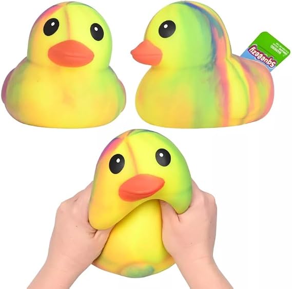 Sunny Days Jumbo Squishy Duck, for Kids Teens and Adults, Over 5 Inches, Yellow, Tie Dye