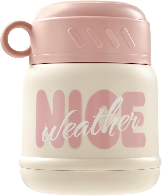 Insulated Food Jar with Spoon, 20oz Thermo Hot Food Lunch Container for Hot and Cold Food, Soup Thermo Wide Mouth Lunch Thermo, Stainless Steel Food Jar, Leak Proof Food Jar (Pink)