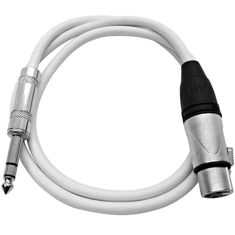 Seismic Audio - SATRXL-F3White - 3 Foot White XLR Female to 1/4 Inch TRS Patch Cables- 3' Professional Audio Balanced XLR-F to 1/4" Patch Cord
