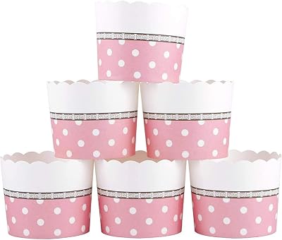 Webake Large Pink Paper Baking Cups, 6oz Cupcake Muffin Cases, Set of 25, Disposable, Perfect for Weddings, Parties, Occasions