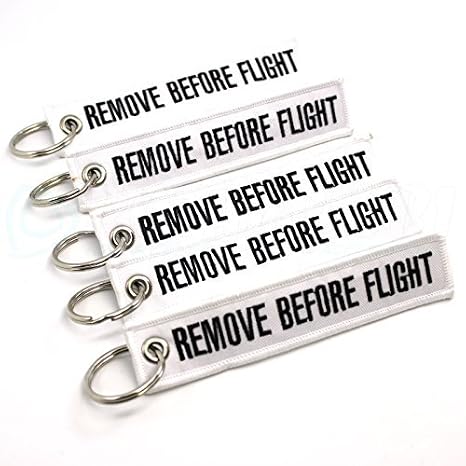 Rotary13B1 Remove Before Flight Key Chains - White - 5 Pack