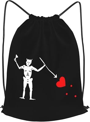 Pirate Flag Blackbeard Drawstring Backpack Bag Sport Gym Sackpack for Men Women Black