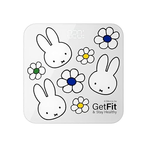 Miffy Bathroom Body Weight Scale Highly Accurate Digital, LCD Display, Compact Size with Sturdy Tempered Glass 400lb- White