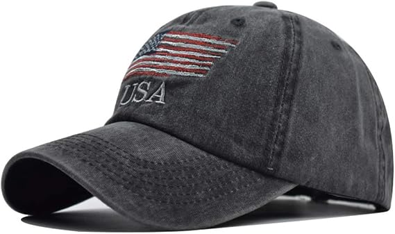 Washed American Flag Baseball Cap Adjustable Sun Dad Gift Hats for Unisex