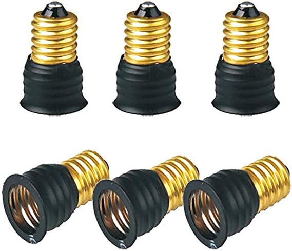 E-Simpo 6pcs E14 to E17 Adapter European Candelabra Base E14 to Candelabra Screw E17 Socket Holder Adaptor Converter,CE ROHS