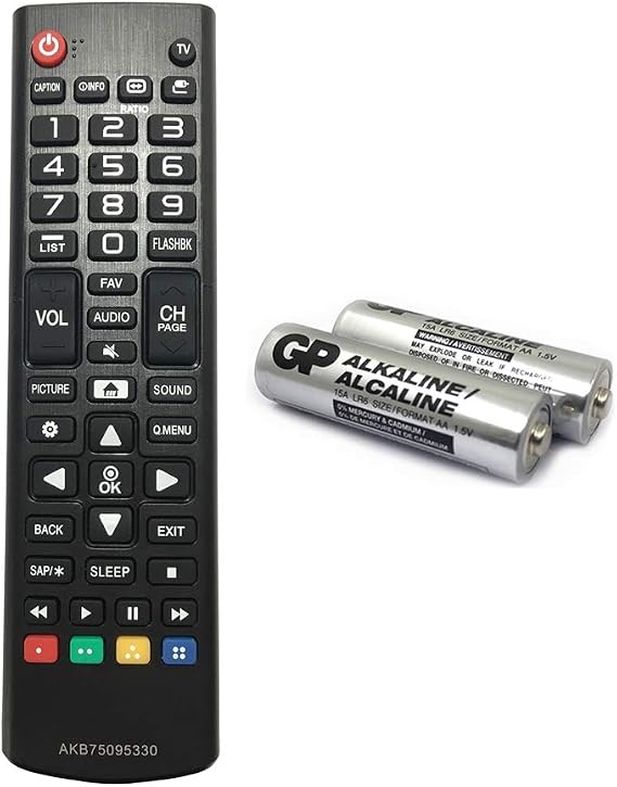 AKB75095330 Replacement Remote for lg tv 28LJ400B 32LJ500B 28MT42DF 43LJ5000 43LJ500M 24LH4830 28LJ430B 32LJ500 32LJ500UB 24LJ4840 28LJ400BPU 47LN5400 49LJ5100 with GP Alkaline 2 Batteries