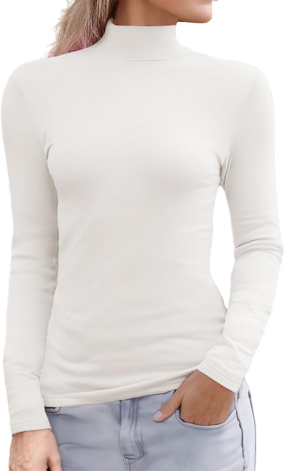 Abardsion Women's Basic Long Sleeve Mock Turtleneck Tops