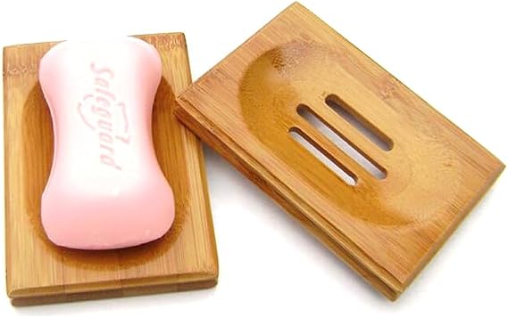 Bambu Katı Sabunluk Mutfak Banyo Ahşap Sabun Kutusu Kare Delikli Model Bambu Sabunluk 1 Adet