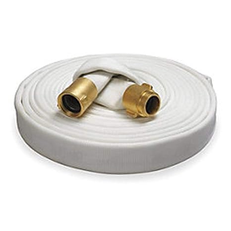 Key Fire Hose-005-0243-0050 Rack & Reel Fire Hose, White, 1-1/2" ID, 50 feet, 500 PSI Burst Pressure, M x F NST Brass Connectors
