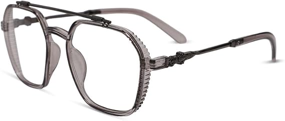 Fashion Aviator Reading Glasses for Women Men TR90 Square Blue Light Anti-Reflective Coating Readers Eyewear
