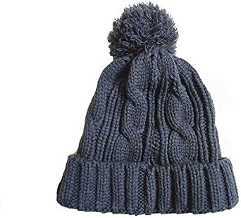 Triple M Plus Unisex Winter Warm Thick Cable Knitted Beaine Hat with Pom