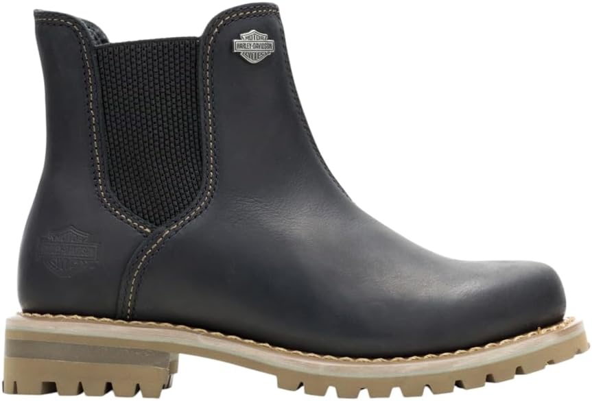 Harley-Davidson Footwear Womens Gynger Round Toe Chelsea Casual Boots Ankle Low Heel 1-2"