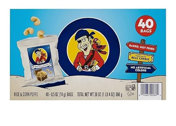 Rice and corn puffs are blended with real aged white cheddar cheese. These cheese puffs are baked, never fried, and contain no artificial colors, flavors or preservatives. These kids snack puffs are also gluten-free and kosher. 20 ct .. [ 20 oz , 1.25 ]