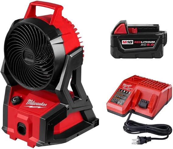 Milwaukee 0886-20P M18 Cordless Jobsite Fan with M18 REDLITHIUM XC 5 Ah Starter Kit