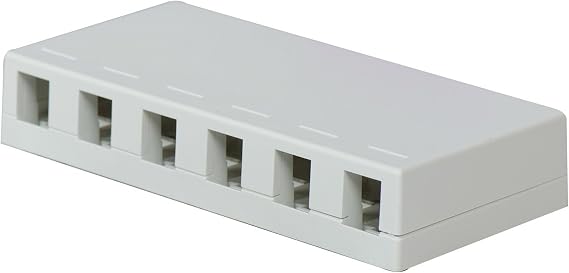 Legrand - OnQ Six Port Surface Mount Box Supports 6 Keystone Inserts, QuickConnect RJ25 6p6c Telephone Keystone Insert, White, WP3506WH