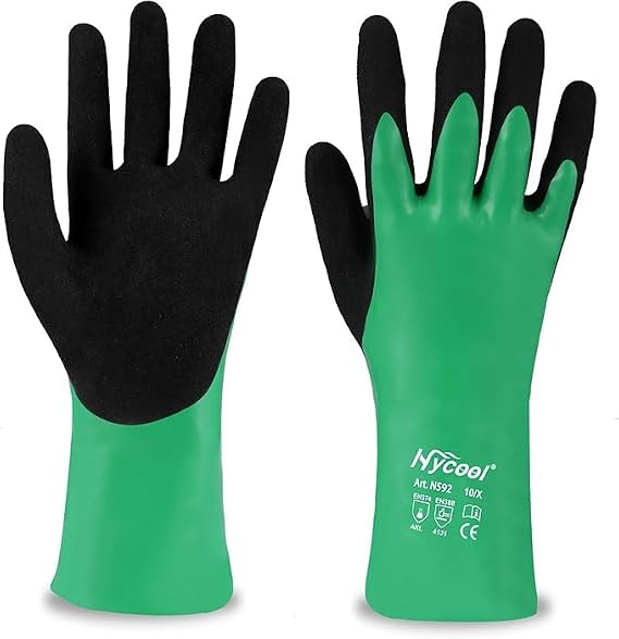 Nitrile Coating Chemical Resistant Gloves XL (1Pair)+L (1Pair)
