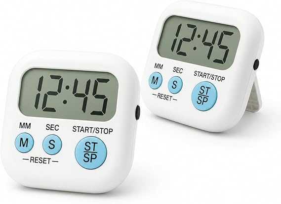 2 Pack Digital Kitchen Timer for Cooking with Loud Alarm, Magnetic Countdown Timer, Large Display Big Digits Easy to Read, Count Up Stopwatch Timer for Baking Oven Kitchen Kids Classroom