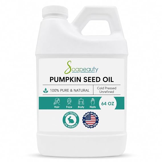 Soapeauty Pumpkin Seed Oil | 100% Pure Virgin Cold Pressed Unrefined | Carrier Oil for Skin, Face & Hair | Natural Moisturizing Oil for DIY Skincare | 64 fl oz