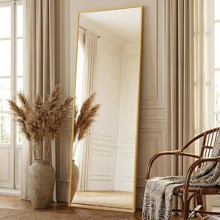 Alpen Mirror Full Length, 56x15 Inches Full Body Standing Mirror, Shatter-Proof Full Length Mirror for Bedroom, Closet, Home Decor, Gold