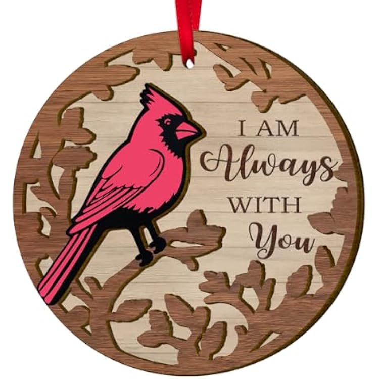 Cardinal Memorial Ornament Wooden I Am Always with You Sympathy Christmas Decoration, Red Bird Remembrance Gift for Loss of Loved Ones 2025