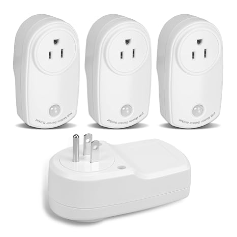 ZORZA 4Pcs Motion Sensor Outlet Light Plug Switch 120V 12019.6ft Range