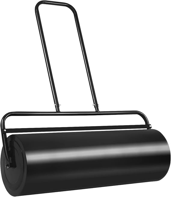 IRONMAX 24 Inch 13 Gallons Push/Pull Steel Lawn Roller | Lawn Rollers Tow Behind Water Filled for Park, Garden, Yard, Ball Field